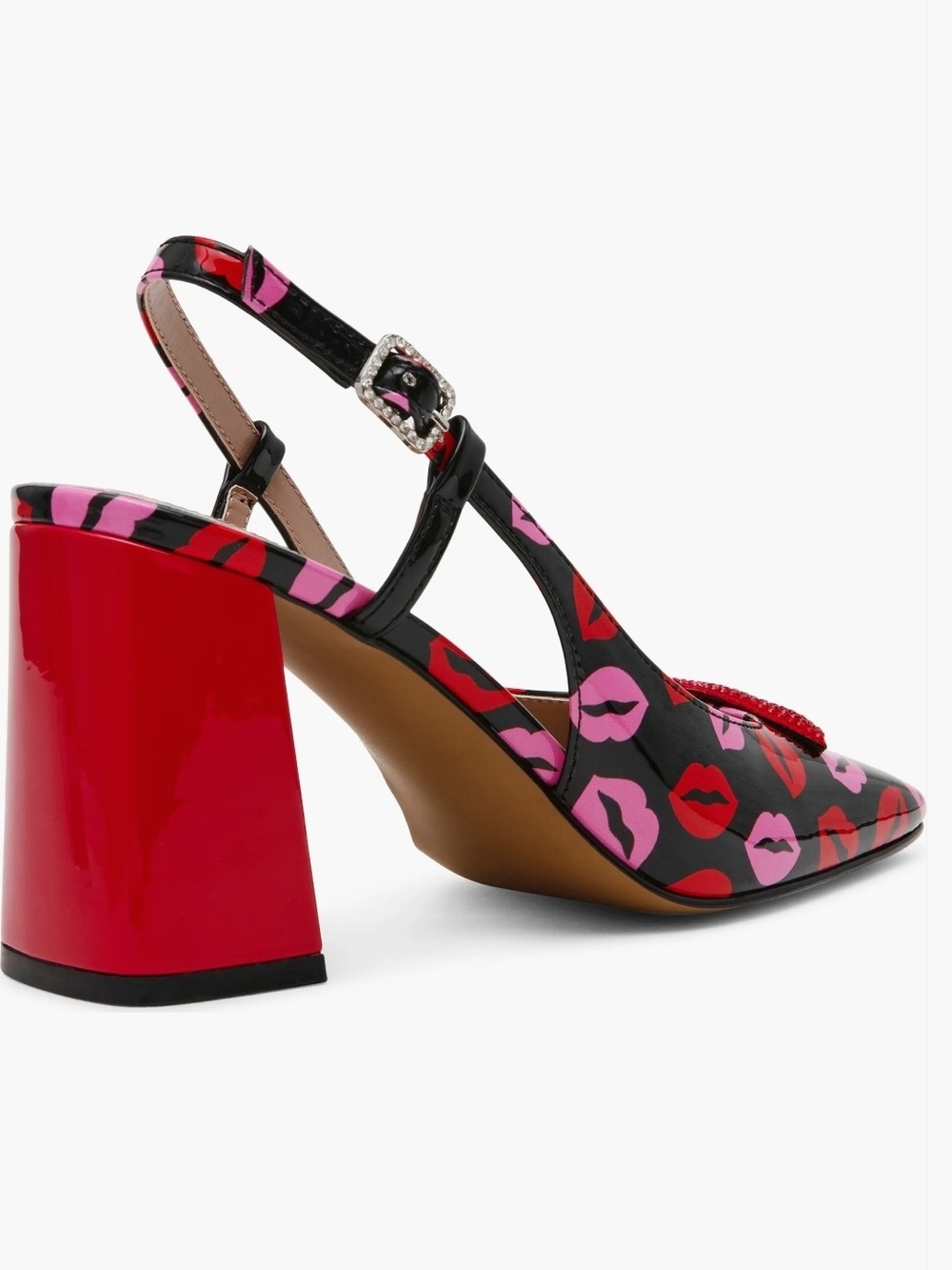 Betsey Johnson ASHHLEY Multi Lips Black Slingback Pumps Red and Pink Lips Size 8 - Picture 3 of 14